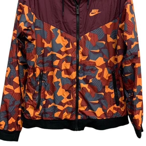 Vintage Nike Full Zip XL Hooded Windbreaker Jacket Geometric Maroon SZ M - Picture 3 of 8